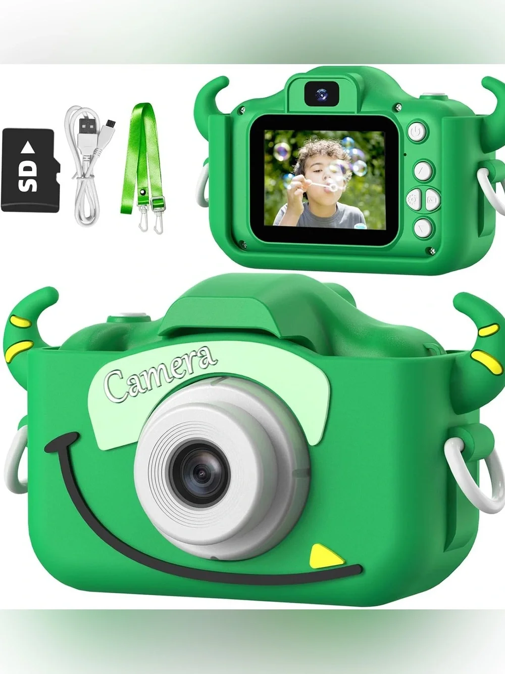 Kids Green Digital Camera for Children - Fun Design